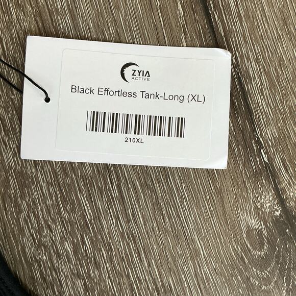 NWT ZYIA Black Effortless Tank Long XL Racerback Vented Tank Top Sleeveless - Picture 2 of 5